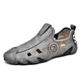 thumbnail image 1 of Men's Casual Loafers Non-slip Comfortable Breathable Driving Shoes Adjustable Summer Waterproof Cushioning Beach Shoes Gray 7.5 US, 1 of 7