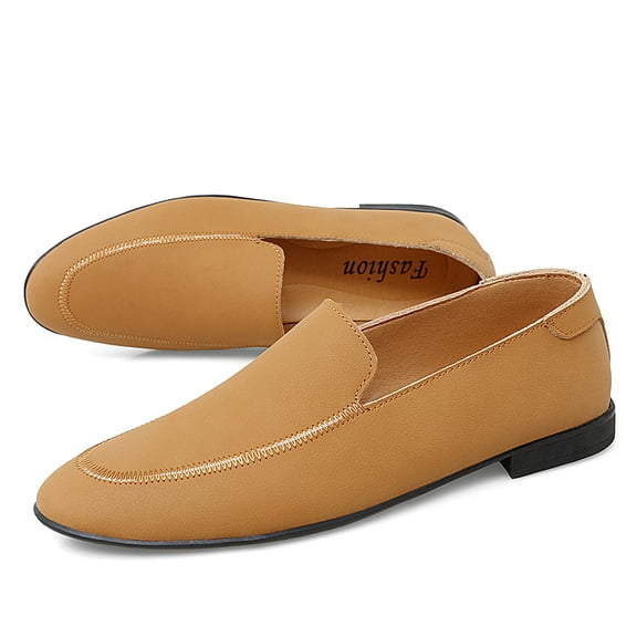 Men's Casual Loafers Slip On Leather Dress Shoes Comfortable Lightweight Driving Shoes Male Moccasins Classic Penny Loafer Flats Outdoor Walking Shoes