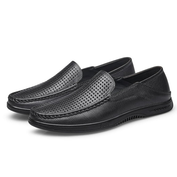 Men's Casual Loafers Slip On Leather Shoes Comfortable Lightweight Driving Shoes Male Moccasins Classic Penny Loafer Flats Boat Shoes Outdoor Walking Shoes