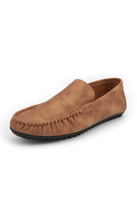 Men's Casual Loafers Slip On Leather Shoes Comfortable Lightweight Driving Shoes Male Moccasins Classic Penny Loafer Flats Boat Shoes Outdoor Walking Shoes
