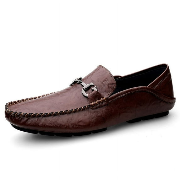 Men's Casual Loafers Slip On Leather Shoes Comfortable Lightweight Driving Shoes Male Moccasins Classic Penny Loafer Flats Boat Shoes Outdoor Walking Shoes
