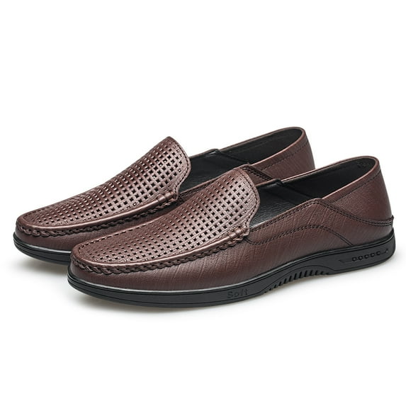 Men's Casual Loafers Slip On Leather Shoes Comfortable Lightweight Driving Shoes Male Moccasins Classic Penny Loafer Flats Boat Shoes Outdoor Walking Shoes