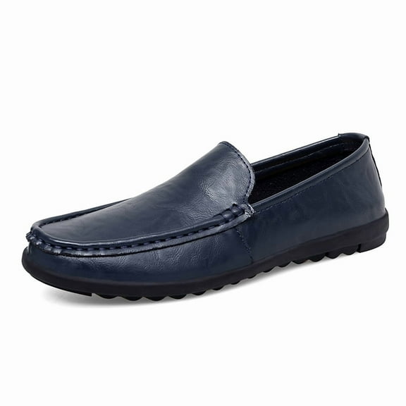 Men's Casual Loafers Slip On Leather Shoes Comfortable Lightweight Driving Shoes Male Moccasins Classic Penny Loafer Flats Boat Shoes Outdoor Walking Shoes