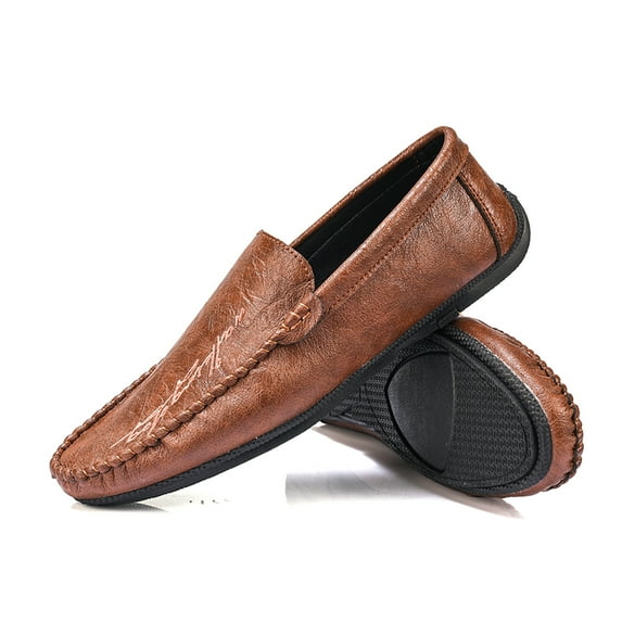 Men's Casual Loafers Slip On Leather Shoes Comfortable Lightweight Driving Shoes Male Moccasins Classic Penny Loafer Flats Boat Shoes Outdoor Walking Shoes