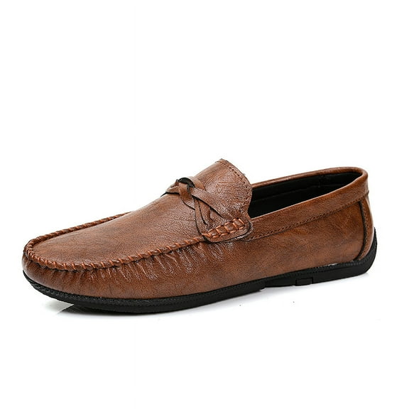 Men's Casual Loafers Slip On Leather Shoes Comfortable Lightweight Driving Shoes Male Moccasins Classic Penny Loafer Flats Boat Shoes Outdoor Walking Shoes