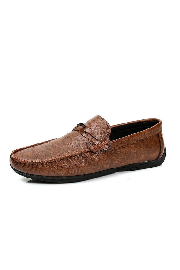 Men's Casual Loafers Slip On Leather Shoes Comfortable Lightweight Driving Shoes Male Moccasins Classic Penny Loafer Flats Boat Shoes Outdoor Walking Shoes
