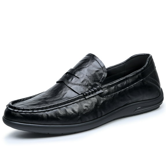 Men's Casual Loafers Slip On Leather Shoes Comfortable Lightweight Driving Shoes Male Moccasins Classic Penny Loafer Flats Boat Shoes Outdoor Walking Shoes