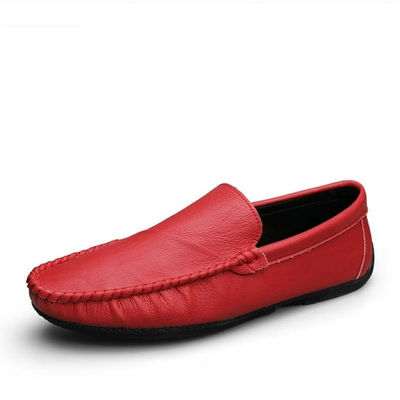 Men's Casual Loafers Slip On Leather Shoes Comfortable Lightweight Driving Shoes Male Moccasins Classic Penny Loafer Flats Boat Shoes Outdoor Walking Shoes