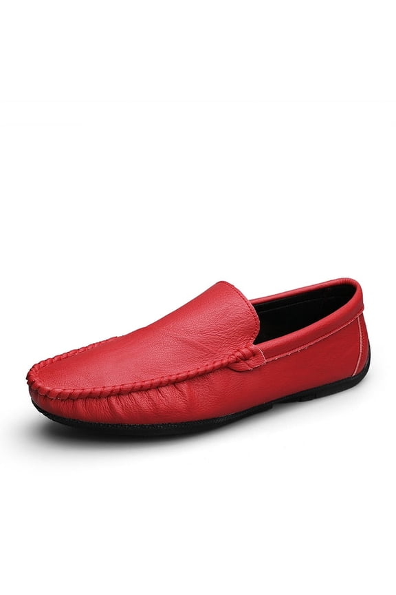 Men's Casual Loafers Slip On Leather Shoes Comfortable Lightweight Driving Shoes Male Moccasins Classic Penny Loafer Flats Boat Shoes Outdoor Walking Shoes