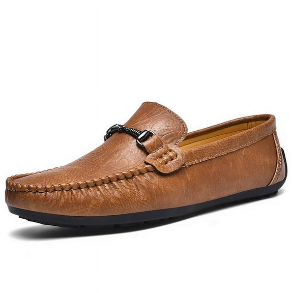 Men's Casual Loafers Slip On Leather Shoes Comfortable Lightweight Driving Shoes Male Moccasins Classic Penny Loafer Flats Boat Shoes Outdoor Walking Shoes