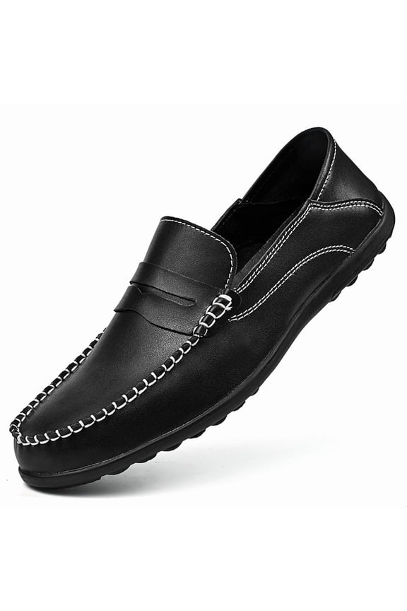 Men's Casual Loafers Slip On Leather Shoes Comfortable Lightweight Driving Shoes Male Moccasins Classic Penny Loafer Flats Boat Shoes Outdoor Walking Shoes