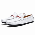 thumbnail image 1 of Men's Casual Loafers Slip On Leather Shoes Comfortable Lightweight Driving Shoes Male Moccasins Classic Penny Loafer Flats Boat Shoes Outdoor Walking Shoes, 1 of 15
