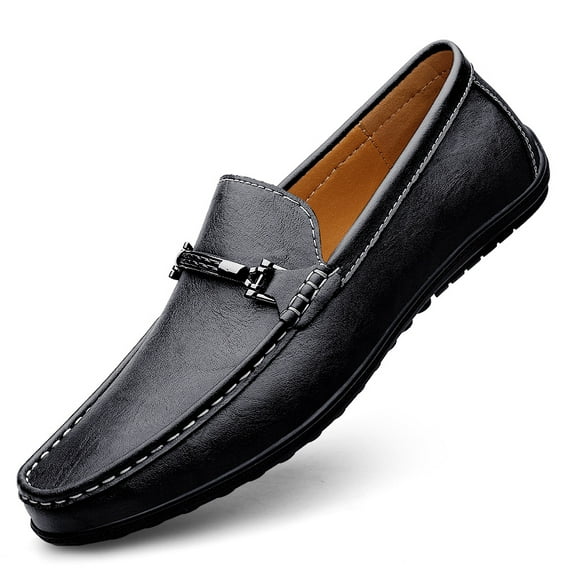 Men's Casual Loafers Slip On Leather Shoes Comfortable Lightweight Driving Shoes Male Moccasins Classic Penny Loafer Flats Boat Shoes Outdoor Walking Shoes