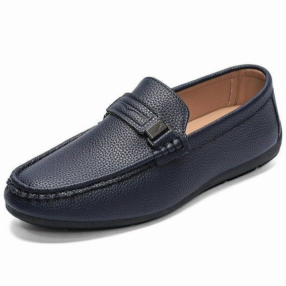 Men's Casual Loafers Slip On Leather Shoes Comfortable Lightweight Driving Shoes Male Moccasins Classic Penny Loafer Flats Boat Shoes Outdoor Walking Shoes