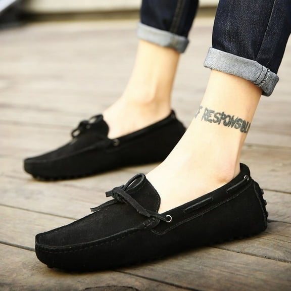 Men's Casual Loafers Slip On Leather Shoes Comfortable Lightweight Driving Shoes Male Moccasins Classic Penny Loafer Flats Boat Shoes Outdoor Walking Shoes