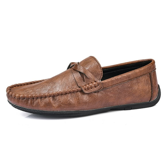 Men's Casual Loafers Slip On Leather Shoes Comfortable Lightweight Driving Shoes Male Moccasins Classic Penny Loafer Flats Boat Shoes Outdoor Walking Shoes