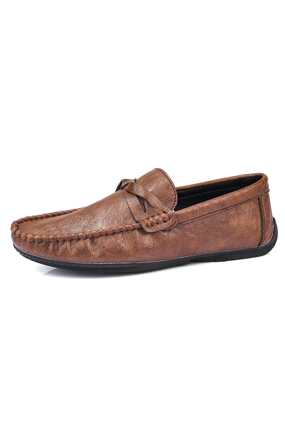 Men's Casual Loafers Slip On Leather Shoes Comfortable Lightweight Driving Shoes Male Moccasins Classic Penny Loafer Flats Boat Shoes Outdoor Walking Shoes
