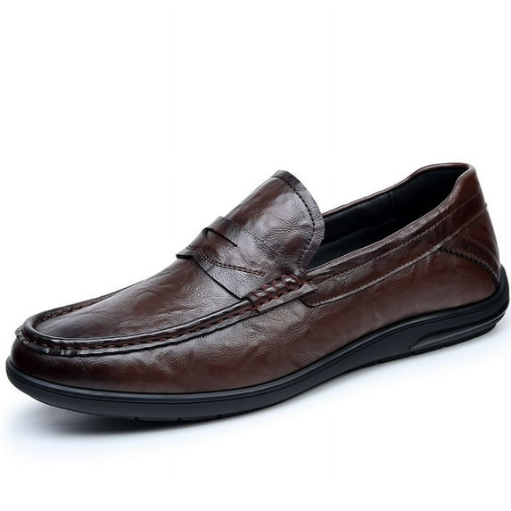 Men's Casual Loafers Slip On Leather Shoes Comfortable Lightweight Driving Shoes Male Moccasins Classic Penny Loafer Flats Boat Shoes Outdoor Walking Shoes