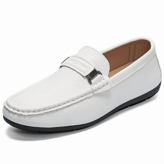 Men's Casual Loafers Slip On Leather Shoes Comfortable Lightweight Driving Shoes Male Moccasins Classic Penny Loafer Flats Boat Shoes Outdoor Walking Shoes