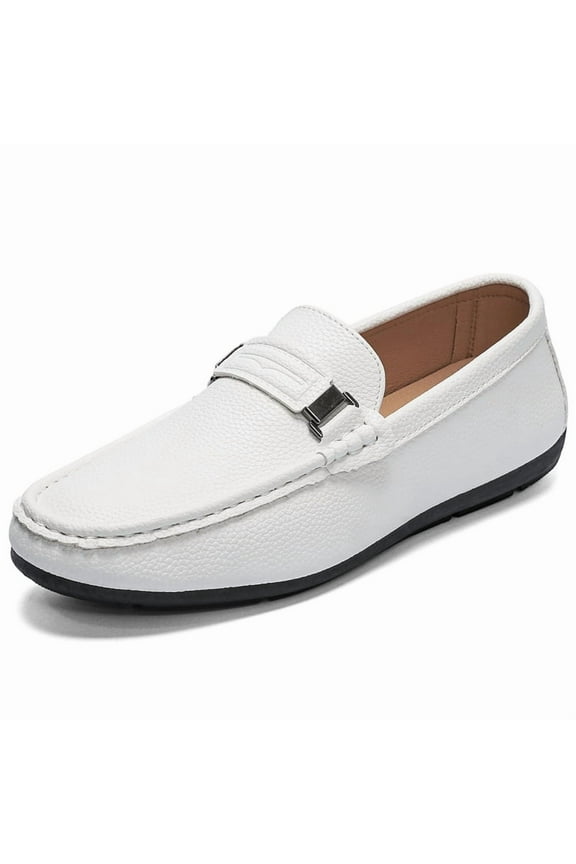 Men's Casual Loafers Slip On Leather Shoes Comfortable Lightweight Driving Shoes Male Moccasins Classic Penny Loafer Flats Boat Shoes Outdoor Walking Shoes