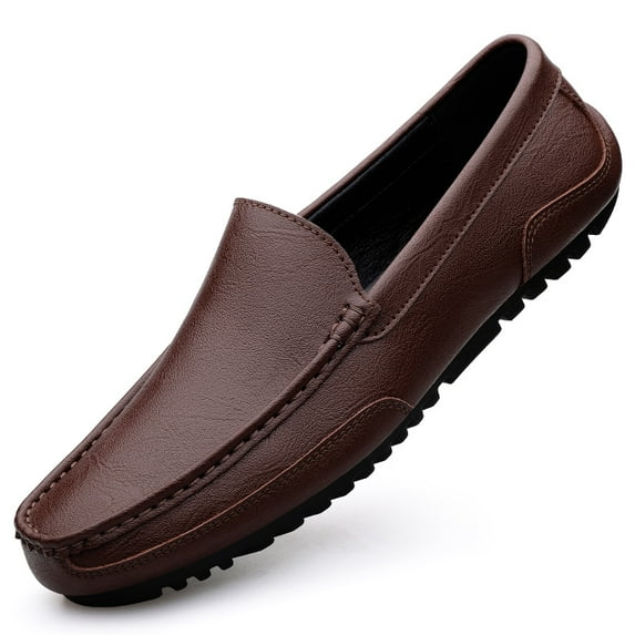 Men's Casual Loafers Slip On Leather Shoes Comfortable Lightweight Driving Shoes Male Moccasins Classic Penny Loafer Flats Boat Shoes Outdoor Walking Shoes