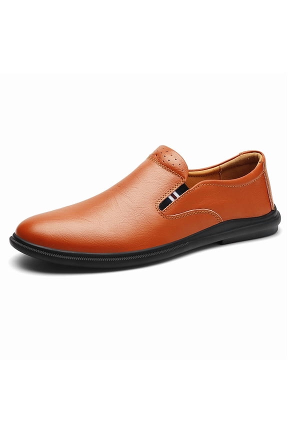 Men's Casual Loafers Slip On Leather Shoes Comfortable Lightweight Driving Shoes Male Moccasins Classic Penny Loafer Flats Boat Shoes Outdoor Walking Shoes