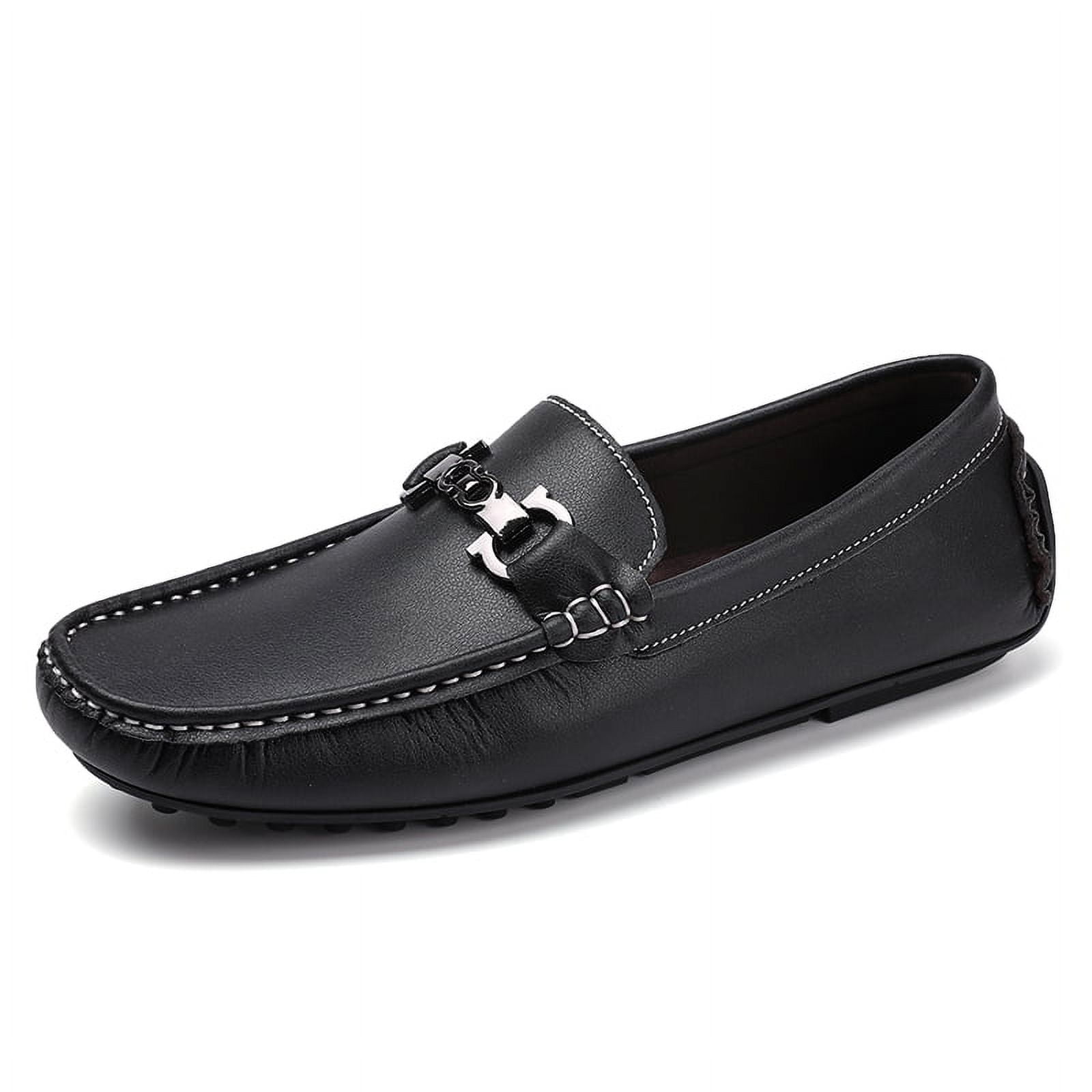 Jamron Mens Black Loafers Jamron Mens Faux Leather Stylish Moccasin Slippers ...
