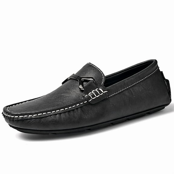 Men's Casual Loafers Slip On Leather Shoes Lightweight Driving Shoes Male Moccasins Classic Penny Loafer Flats Boat Shoes
