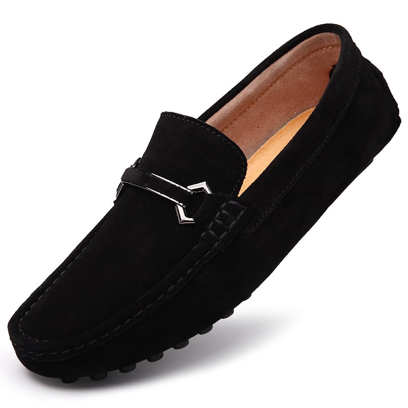 Men\'s Black Suede Penny Loafers Slip-On Driving Moccasins Casual Flat Shoes Amazon.com | ChicWind Suede Leather Penny Loafers Driving  main image 2