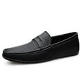 thumbnail image 1 of Men's Casual Loafers Slip On Leather Shoes Lightweight Driving Shoes Moccasins Classic Penny Loafer Flats Boat Shoes Outdoor Walking Shoes, 1 of 11