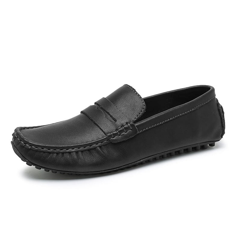 Black Leather Men’s Slip-On Loafers - Classic Penny Design Amazon.com | Men main image 4