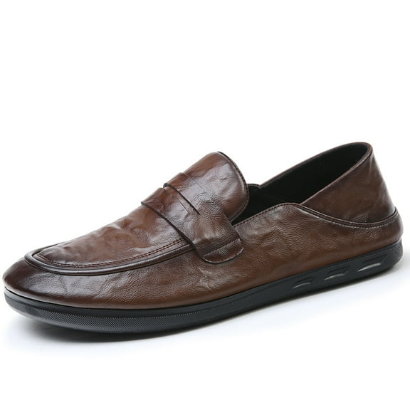 Men's Casual Loafers Slip On Leather Shoes Lightweight Driving Shoes Moccasins Classic Penny Loafer Flats Boat Shoes