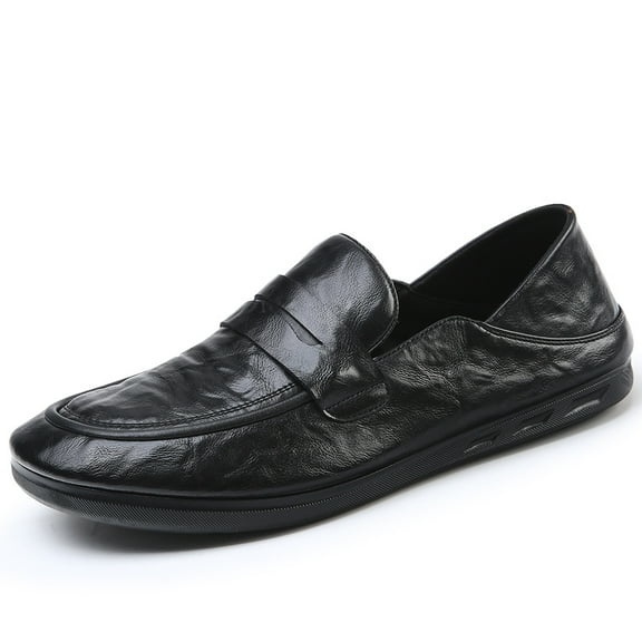 Men's Casual Loafers Slip On Leather Shoes Lightweight Driving Shoes Moccasins Classic Penny Loafer Flats Boat Shoes