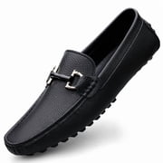 Mens Casual Loafers Slip On Leather Shoes Male Lightweight Driving Shoes Moccasins Classic Penny Loafer Flats Boat Shoes Outdoor Walking Shoes