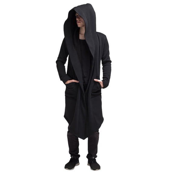 Men's Casual Long Hoodie Sweatshirt Stylish Cloak Jacket Comfortable Outerwear for Everyday Wear