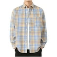 thumbnail image 1 of BVnarty Plaid Shirts for Men Casual Long Sleeve Blouse Shirt, Pocket Design, Turndown Collar, Plaid Print, Acrylic Fabric, Ideal for Daily Outdoor Wear, 1 of 5