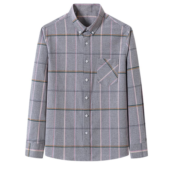 BVnarty Plaid Shirts for Men Casual Long Sleeve Blouse Shirt with Lapel and Pocket, Stylish Checkered Design for Daily Wear and Outdoor Activities