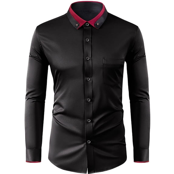 Men's Casual Long Sleeve Button Down Shirt with Chest Pocket