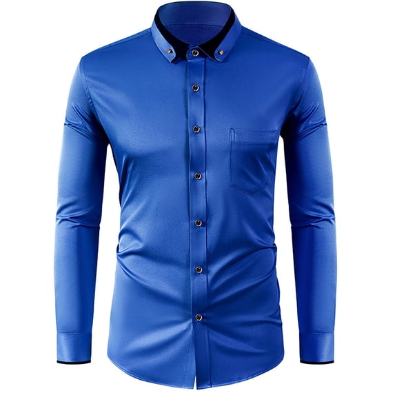 Men's Casual Long Sleeve Button Down Shirt with Chest Pocket
