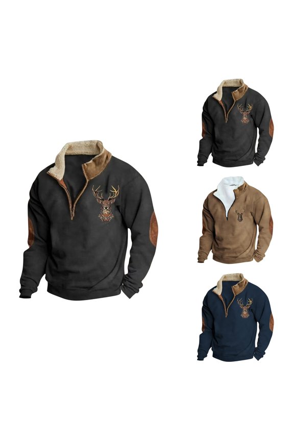 Men's Casual Long Sleeve Double-Side Printed Graphic Hoodie, Comfortable Pullover with Pocket, Fashion Relaxed Fit