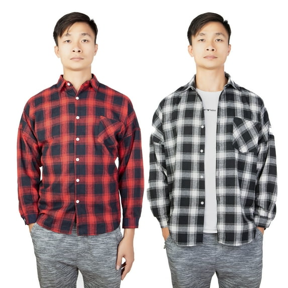 Men's Casual Long Sleeve Plaid Shirt Plaid Shirt Mens Button Down Shirt Workshirt Tops