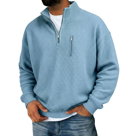 Men's Casual Long Sleeve Pullover Hoodie, Light Blue, XL