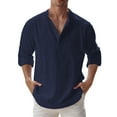 thumbnail image 1 of Men's Casual Long Sleeve Pullover Shirt Loose Fit Solid Summer Beach Top for Outdoor Daily Wear Workout Short Sleeve Tee Shirts for Men Beach Tops Casual Shirt, 1 of 3
