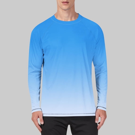 Men's Casual Long Sleeve Pullover T-Shirt with Gradient Print for Daily Wear