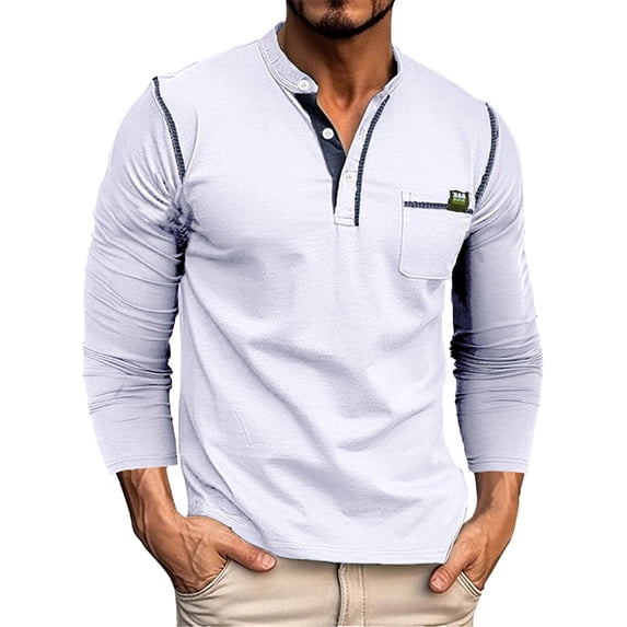 Men's Casual Long Sleeve Raglan Tee with Pocket and Stripe Stitching Detail for Autumn Winter Comfort Top