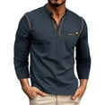 thumbnail image 1 of Men's Casual Long Sleeve Raglan Tee with Pocket and Stripe Stitching Detail for Autumn Winter Comfort Top, 1 of 6