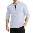 thumbnail image 1 of Men's Casual Long Sleeve Shirt with 3 Buttons, Knit T-Shirt in Solid Color Block, Comfortable Pullover Top for Daily Wear, Retro Design for Various Occasions, 1 of 5