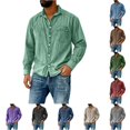 thumbnail image 1 of Men's Casual Long Sleeve Shirt with Classic Collar and Chest Pocket for Everyday Comfort in Autumn and Winter Seasonal Everyday Wear for Men's Shirts Green L, 1 of 5
