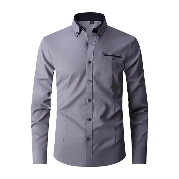 Men's Casual Long Sleeve Shirt with Pocket - Stylish Everyday Wear - Lightweight & Comfortable