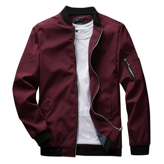 Men's Casual Long Sleeve Solid Jacket Stand Collar Zipper Pocket Light Coat Work Jackets for Men Big And Tall Trading Winter Coats Mens Wool Car Coats Trench Coat Wool Jacket with Hood for Men Mens